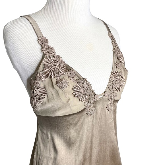 La Perla Silk Embroidered Lace Grey Beige Chemise Slip Lingerie Size Small - Picture 3 of 8
